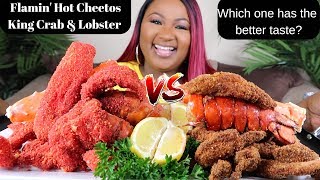 FLAMIN HOT CHEETOS DEEP FRIED KING CRAB  LOBSTER  SEAFOOD BOIL MUKBANG [upl. by Leola]