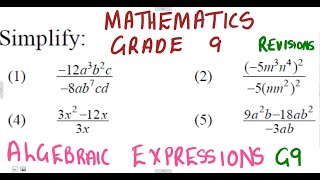 Mathematics Grade 9 Algebraic Expressions Simplify Exercise 2 mathszoneafricanmotives [upl. by Andria]