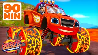 Blazes Hot Lava POWER TIRE Race amp More Races 🔥  90 Minutes  Blaze and the Monster Machines [upl. by Spillar198]