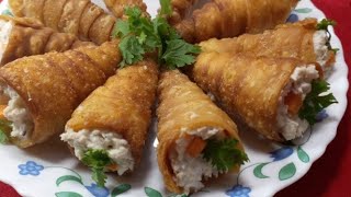 Goan cone forminhas easy party snack cones chicken filling recipe cone canopiesforminha [upl. by Oznola]