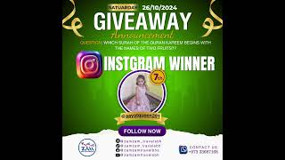 Congratulations to Our Instagram Giveaway Winner 🎉 aayatqueen391 Wins  Zamzam Travels and Tours [upl. by Nojel220]