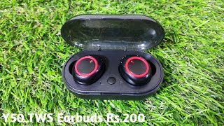 Y50 True Wireless Bluetooth Earphone  Y50 Tws Bluetooth Earbuds Review [upl. by Slaughter794]