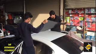 Honda Civic Roof Wrap In Black Glossy amp windows Tinting  Jaffri Sticker  Carwrapping Company [upl. by Esch]