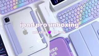 ✨️ m2 ipad pro 11quot silver unboxing 📦 apple pencil 2  accessories [upl. by Salvucci]