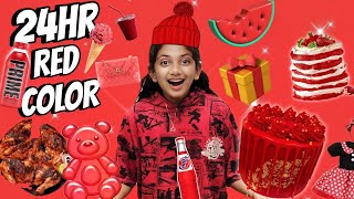 I only ate RED🔴 food for 24 HOURS Challenge BAD IDEA Minshasworld [upl. by Antonina521]