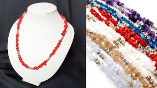 How to String a Necklace with Gemstone Chip Beads [upl. by Lottie]