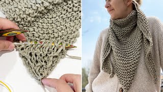 How To Knit An Easy Triangle Scarf For Beginners [upl. by Nothsa]