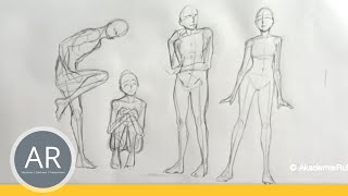 Zeichnen lernen  Aufbau einer Figur Körperbau  Akademie Ruhr Tutorial [upl. by Etnohs]