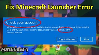 How to Fix Minecraft Launcher is Currently Not Available in Your Account Error Code 0x803F8001 [upl. by Dimo]