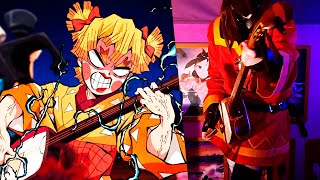 Zankyou Sanka  Demon Slayer Kimetsu no Yaiba OP 3 Guitar amp Shamisen Cover [upl. by Atinele843]