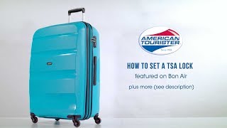 American Tourister Bon Air DLX  How to set the TSA lock code [upl. by Ydisac]