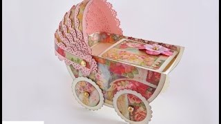 Scrapbooking Bomboniera carrozzina  Birth Party Favor Pram [upl. by Samoht555]