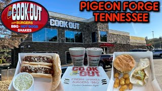 COOK OUT Fresh BurgersBBQHot Dogs amp Shakes Review  Pigeon Forge TN [upl. by Aihseym24]