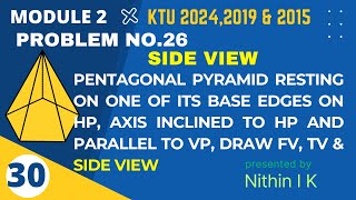 𝐏𝐫𝐨𝐛𝐥𝐞𝐦 𝐍𝐨 26  SIDE VIEW  PENTAGONAL PYRAMID  BASE EDGE ON HP 𝗞𝗧𝗨 𝗚𝗿𝗮𝗽𝗵𝗶𝗰𝘀 𝟮𝟬𝟮𝟰𝟮𝟬𝟭𝟵amp𝟮𝟬𝟭𝟱 𝗦𝗰𝗵𝗲𝗺𝗲 [upl. by Grindle]