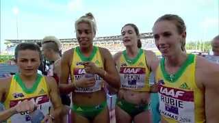 IAAF World Relays Bahamas 2014  Mixed Zone 4 Lap Race Autralia Women Final B [upl. by Ycrad]