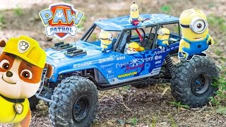 Minions Driving Paw Patrols Rubble in the Park a Funny Toy Parody [upl. by Harriett256]