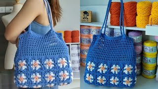 ကံ့ကော်ပန်း အိတ်ထိုးနည်း crochet bag [upl. by Onez]