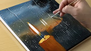 How to Draw a Rainy Night  Acrylic Painting for Beginners  STEP by STEP [upl. by Rives139]