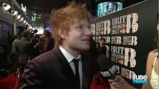 Ed Sheeran Praises Olly Murs Emeli Sande on Red Carpet  BRIT Awards 2013 [upl. by Bayer]