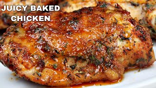 Youll Never Bake Chicken Thighs Any Other Way  Juicy OVEN Baked Chicken [upl. by Aisekal383]