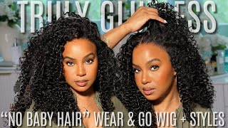 NEW quotMquot CAP WEAR amp GO GLUELESS Curly Wig for BEGINNERS  3 STYLES  PRECUT amp PREPLUCKED ISEE HAIR [upl. by Naruq]