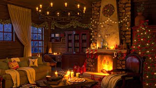 Instrumental Christmas Music with Cracking Fireplace  Cozy Christmas Ambience [upl. by Nennahs]