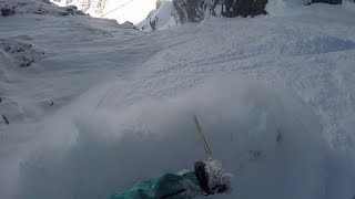 Super C Couloir Portillo Chile wTraverse Footage [upl. by Nekal]