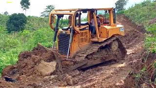 Extreme Weather D6R XL Bulldozer Operator Expanding Road in Extreme Hill [upl. by Tull]