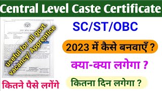 central caste certificate kaise banaye central caste certificate kitne din me banta hai OBC SCST [upl. by Alfeus]