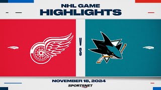 NHL Highlights  Red Wings vs Sharks  November 18 2024 [upl. by Freud]