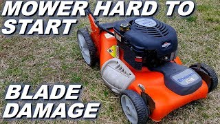 Husqvarna mower running problems Bent blade sheared key [upl. by Laicram340]