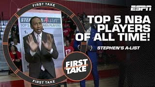 Stephens AList Top 5 NBA players of all time  Reaction to LeBrons Heat comments  First Take [upl. by Onaimad178]