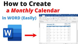 TUTORIAL Easy Way to CREATE a Monthly CALENDAR In Microsoft Word without a template [upl. by Darlene]