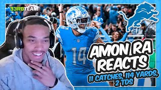 AmonRa St Brown Reacts to 2TD Highlights vs Jaguars  The 33rd Team [upl. by Kimitri387]