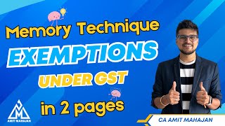 Exemptions  Memory Technique  Entire chapter in 2 pages 🔥 CA Amit Mahajan [upl. by Dur]