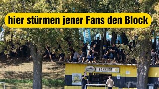 Carl Zeiss Jena fans stürmen fanblock von Plauen plauen CarlZeissJena fussball [upl. by Nodroj]