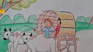 How to draw cow scenery kartsdrawingcowdrawingforkids [upl. by Neelra]