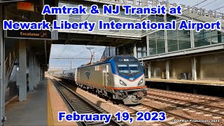 Amtrak amp NJ Transit at Newark Liberty International Airport  February 19 2023 [upl. by Nnyltak]