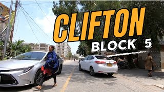 Clifton Block 5 Downtown Karachi  Karachi Streets [upl. by Ailhat]