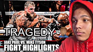 REACTING TO JAKE PAUL ASSAULTING A 58 YEAR OLD MIKE TYSON HIGHLIGHTS 🤦🏽‍♂️😂 [upl. by Airekat292]