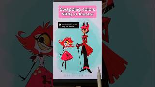 Alastor and Niffty from Hazbin Hotel  Swapping colors ✨️ drawing art cartoonsketches craftart [upl. by Rap]