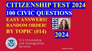 Random US Citizenship Questions by Topic  2024 Slow Easy Answer [upl. by Nnylirak]