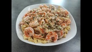 pasta crevette recette sympas de pâte aux crevettes rapide et simple a faire [upl. by Cheadle629]