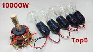 Top5 10000w free energy generator 220v new light bulb electricity at homemade generator [upl. by Esidnak385]