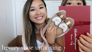 LUXURY SHOE UNBOXING  SALVATORE FERRAGAMO VARINA FLATS  heycarmen [upl. by Mcroberts]