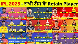 IPL Retention 2025  IPL 2025 Retained Players List  IPL 2025 All Team Retained Players [upl. by Stafford574]