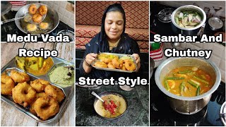 Medu Vada Recipe With Sambar And Chutney  How To Make Crispy Medu Vada  Vada Sambar Recipe [upl. by Call]