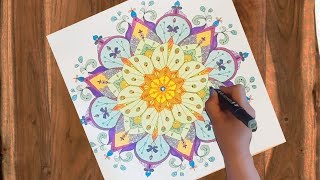 Comment colorier un mandala avec des twinmarkers  petite pause pleine de zénitude [upl. by Ailsun]