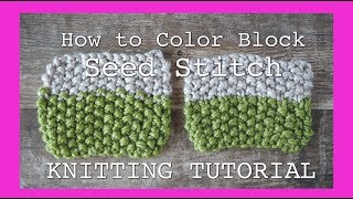 Knitting for Beginners  How to Knit Seed Stitch  color blocking  knitting tutorial [upl. by Ricky]