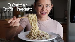 Mini Mukbang  Fresh Tagliarini with Prosciutto di Parma  Truffle Cream  Broders Pasta Bar [upl. by Elwee241]